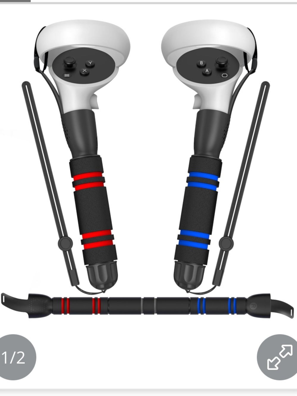 VR Game Dual Handle Extension Grips- Meta Quest 2 and Oculus Quest 2 Accessories